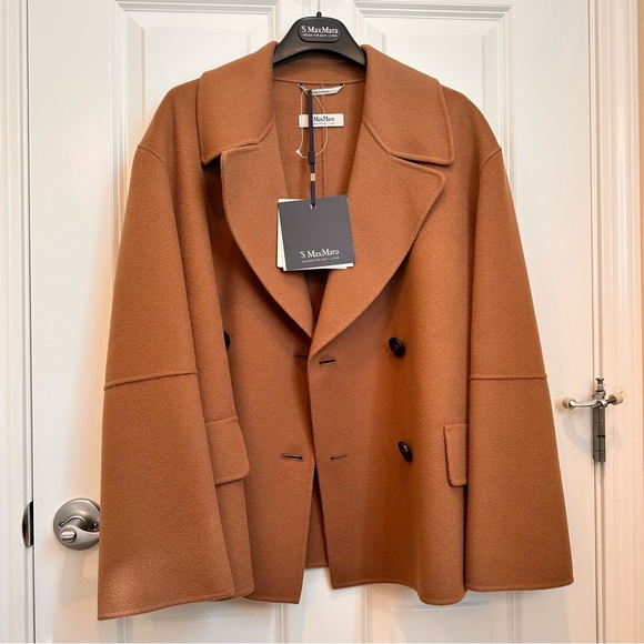 Retail$ 1,360 NWT 'S Max Mara Double Breasted Virgin Wool Pea Coat Sz:US8 - Picture 6 of 17